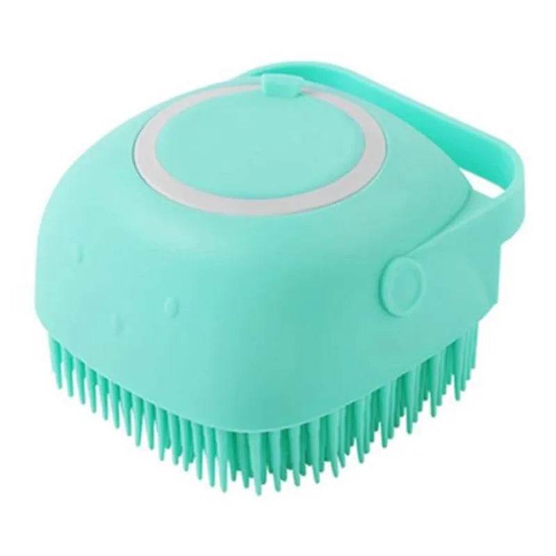 Cepillo de baño para perros, cepillo de masaje para mascotas, dispensador de champú, cepillo de silicona suave, cerdas de goma para perros y gatos, herramienta de aseo para ducha