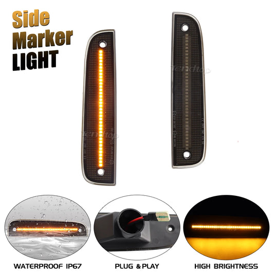 2PCS High Quality Amber LED  Side Marker Lights for Jeep Cherokee All Models 97-01 Front Bumper Accessory Indicator Lamps