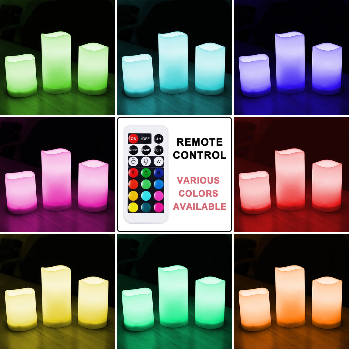 6 Pcs Led Candle Lights with Remote Control, Color-changing Led Candle Lights, Use 3*AAA Batteries( Batteries Not Included)