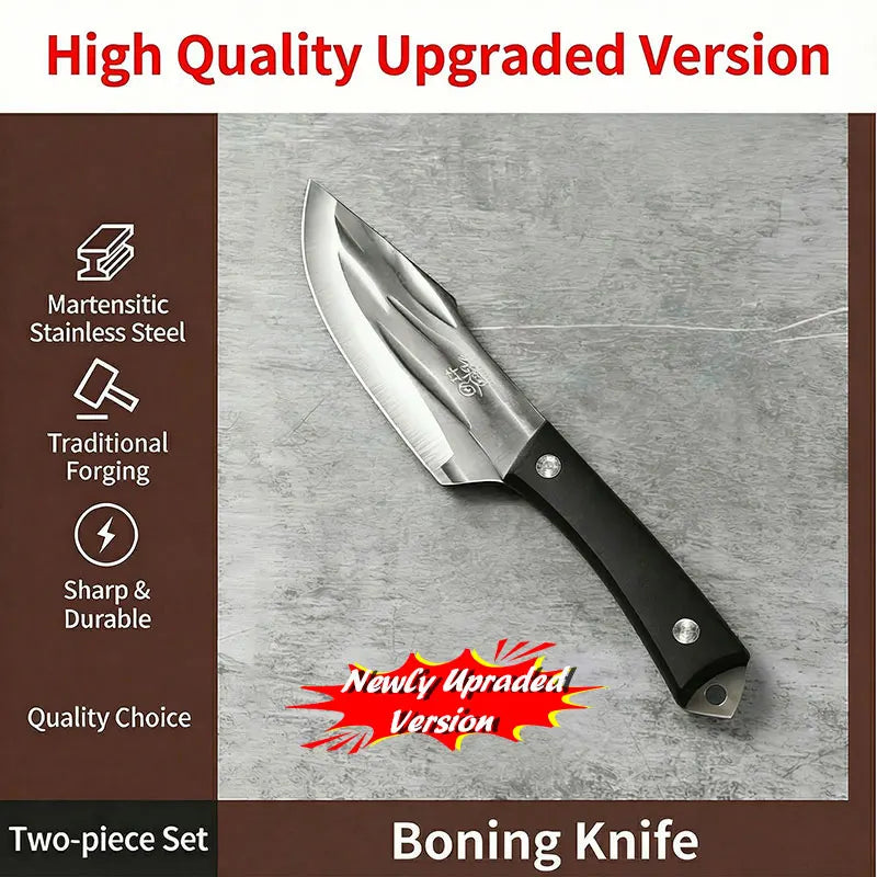 Newly Vintage-Style Professional Boning Knife - Seiko Forged Heavy Duty Butcher Knife for Meat, Kitchen & Travel BBQ