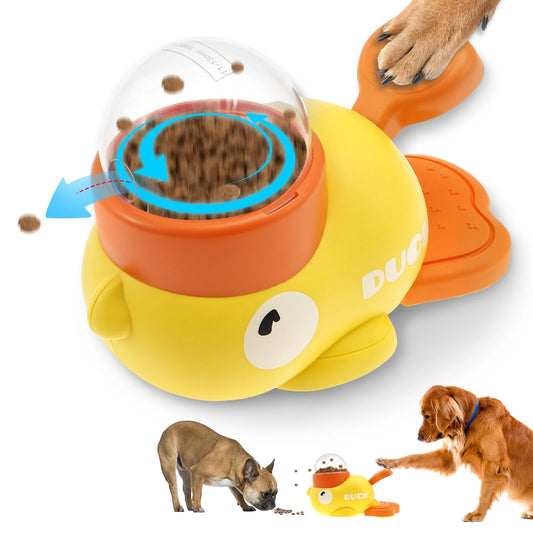 Comedero Lento Interactivo para Perros con Forma de Pato, Lavable, Juguete Dispensador Automático de Comida para Mascotas con 3 Tamaños de Salida de Alimentos