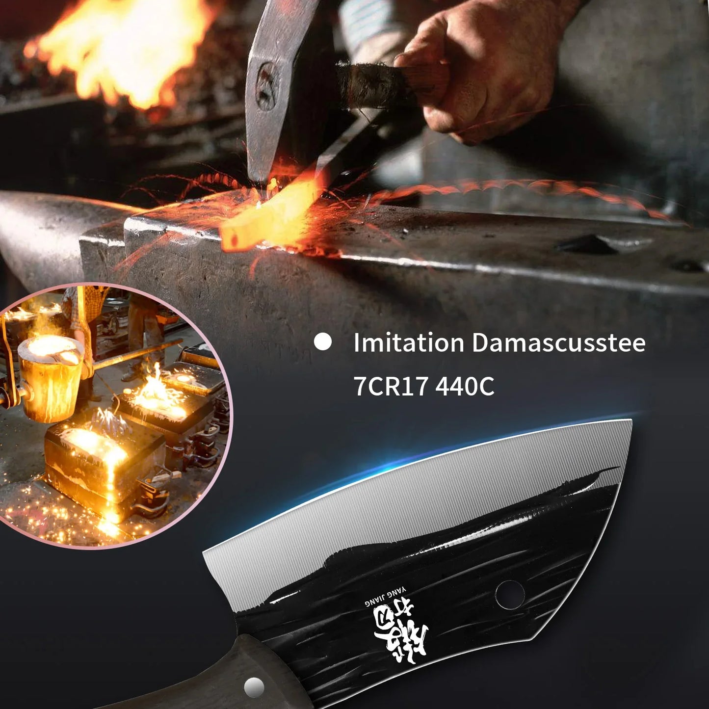 Forged sharp kitchen knife stainless steel meat slicing knife household kitchen chopping knife dual-purpose knife
