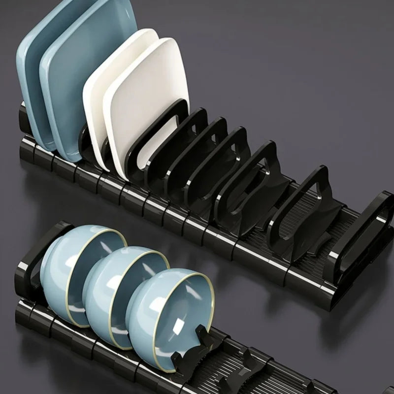 JUSTINLAU Under Cabinet Dishes Storage Holder Bowl Dish Rack Household Cabinet Drawer Dishes Drying Rack Adjustable Drain Rack