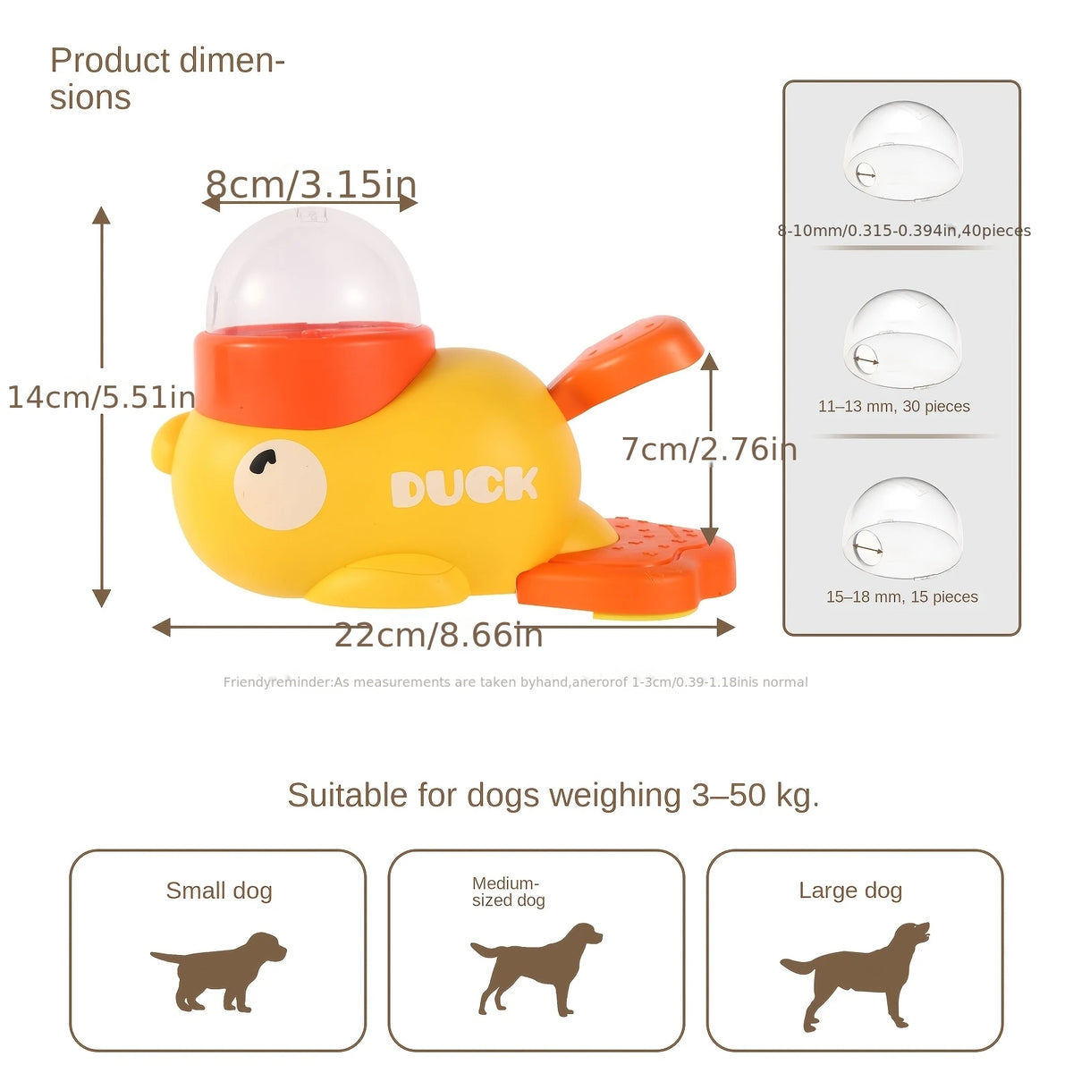 Juguete interactivo 2 en 1 para perros Dispensador automático de golosinas con diseño de pato de dibujos animados, comedero lento para mascotas para entrenamiento de perros