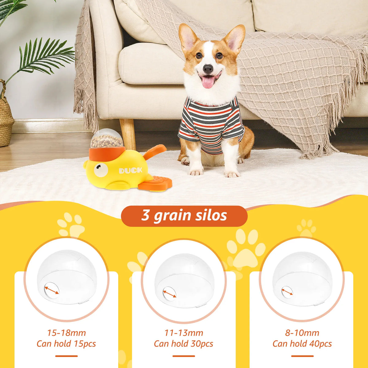Comedero Lento Interactivo para Perros con Forma de Pato, Lavable, Juguete Dispensador Automático de Comida para Mascotas con 3 Tamaños de Salida de Alimentos