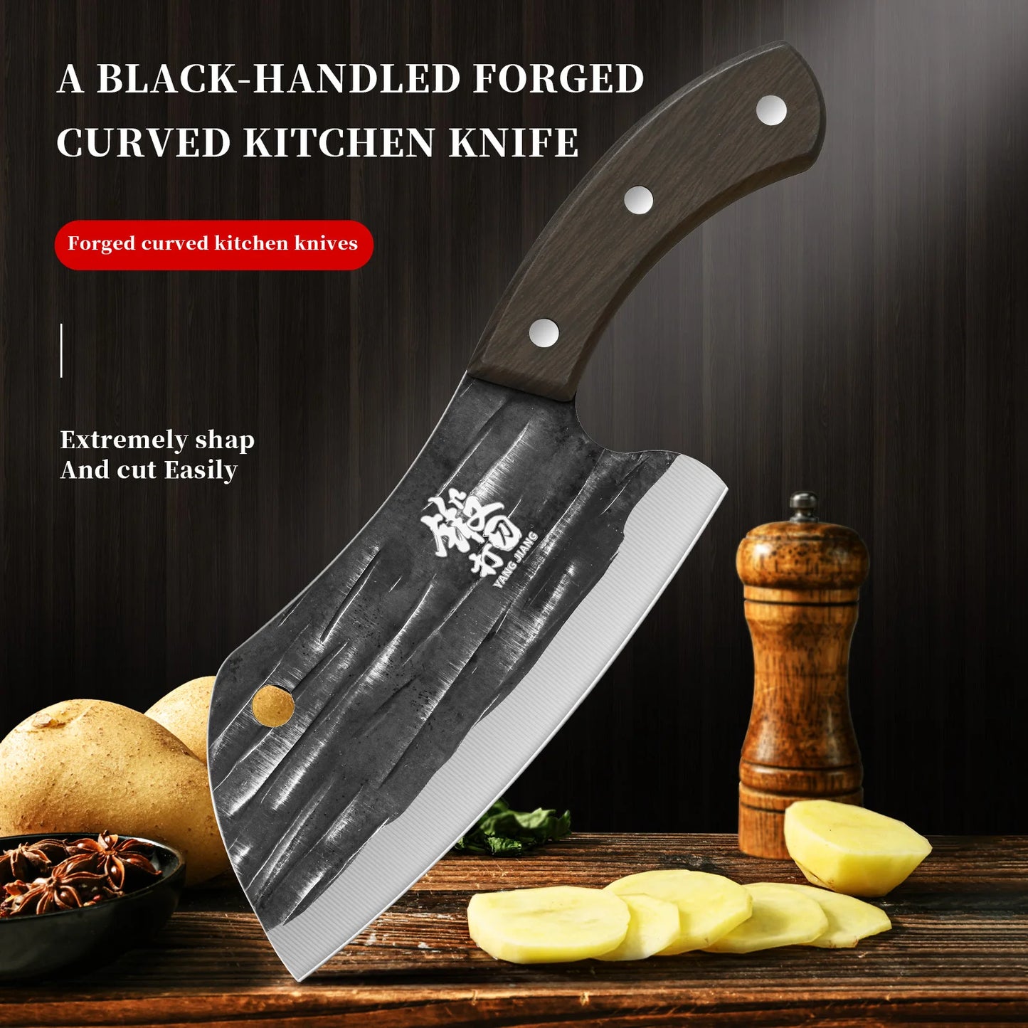 Forged sharp kitchen knife stainless steel meat slicing knife household kitchen chopping knife dual-purpose knife