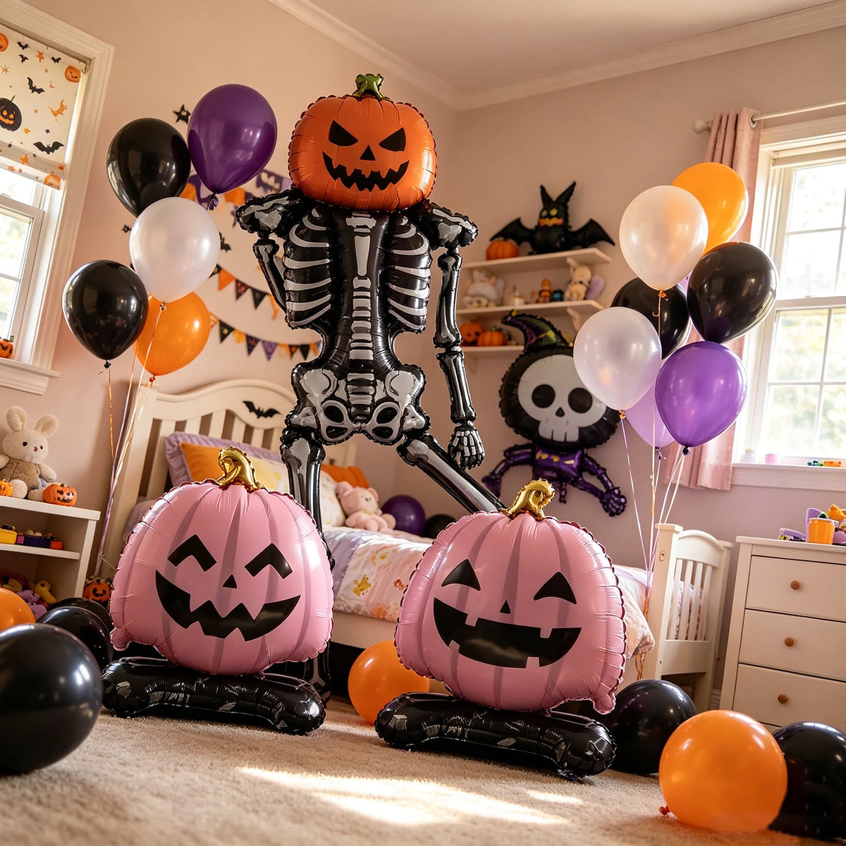 Juego de globos de aluminio para fiesta de Halloween, truco o trato, decoración para casa encantada, fiestas comunitarias, reuniones familiares, noche de carnaval