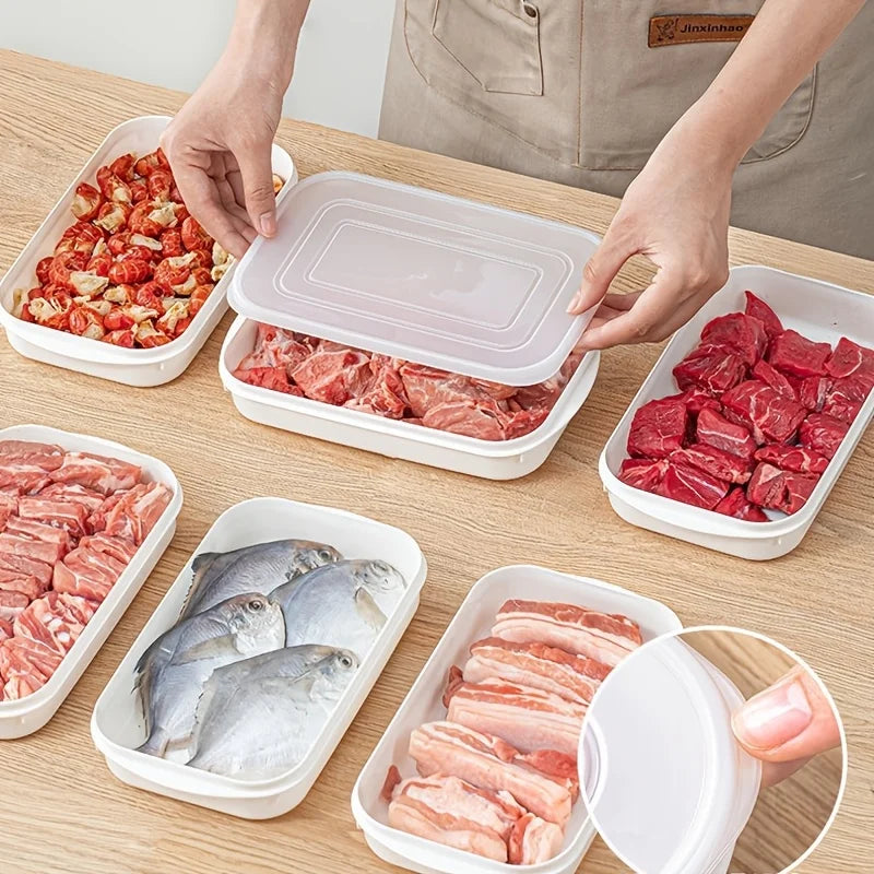 10Pcs Reusable Food Storage Set, 5 Containers+5 Lids, Food-Grade, Stackable, Freezer-Safe, Bento Boxes for Meat & Fruit
