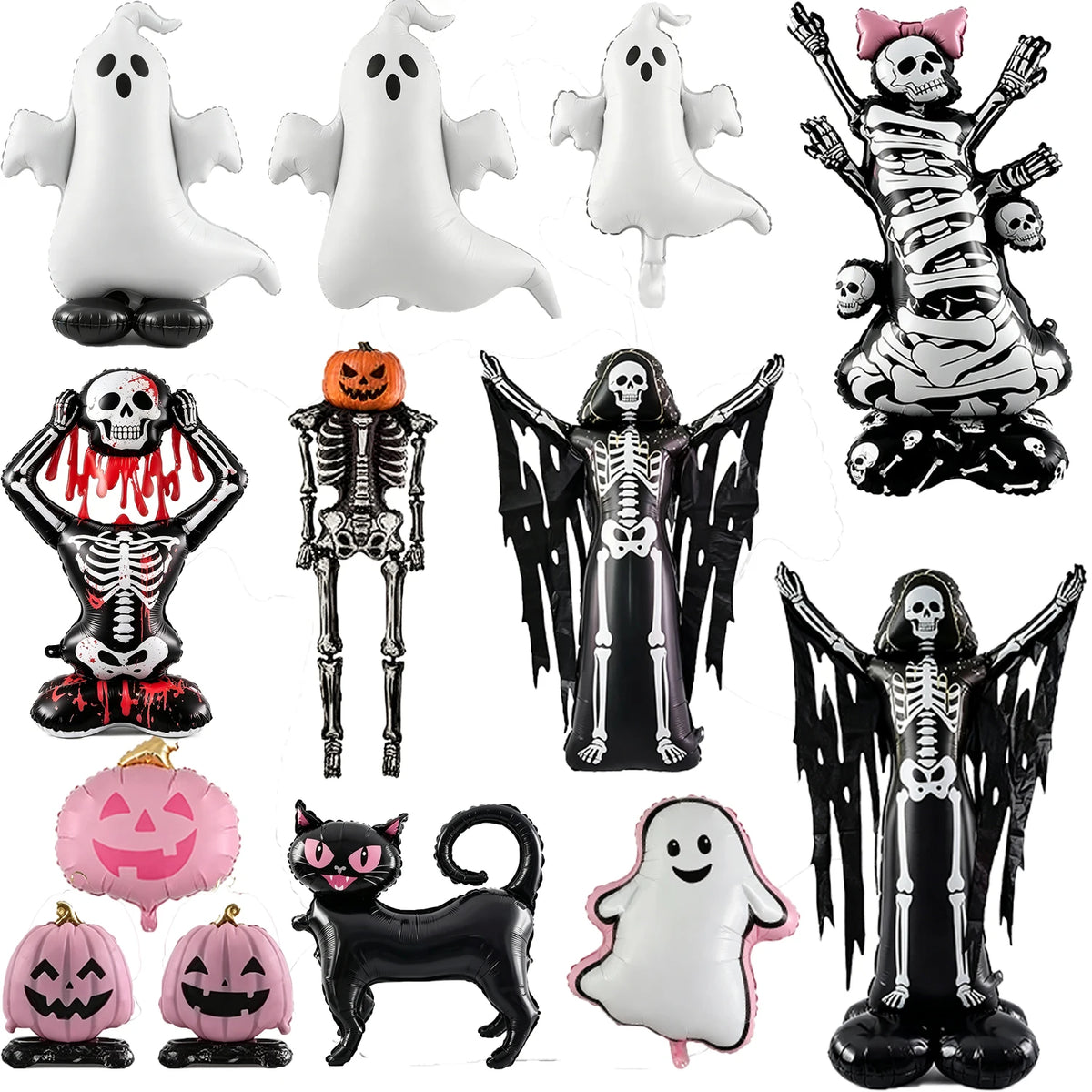 Juego de globos de aluminio para fiesta de Halloween, truco o trato, decoración para casa encantada, fiestas comunitarias, reuniones familiares, noche de carnaval