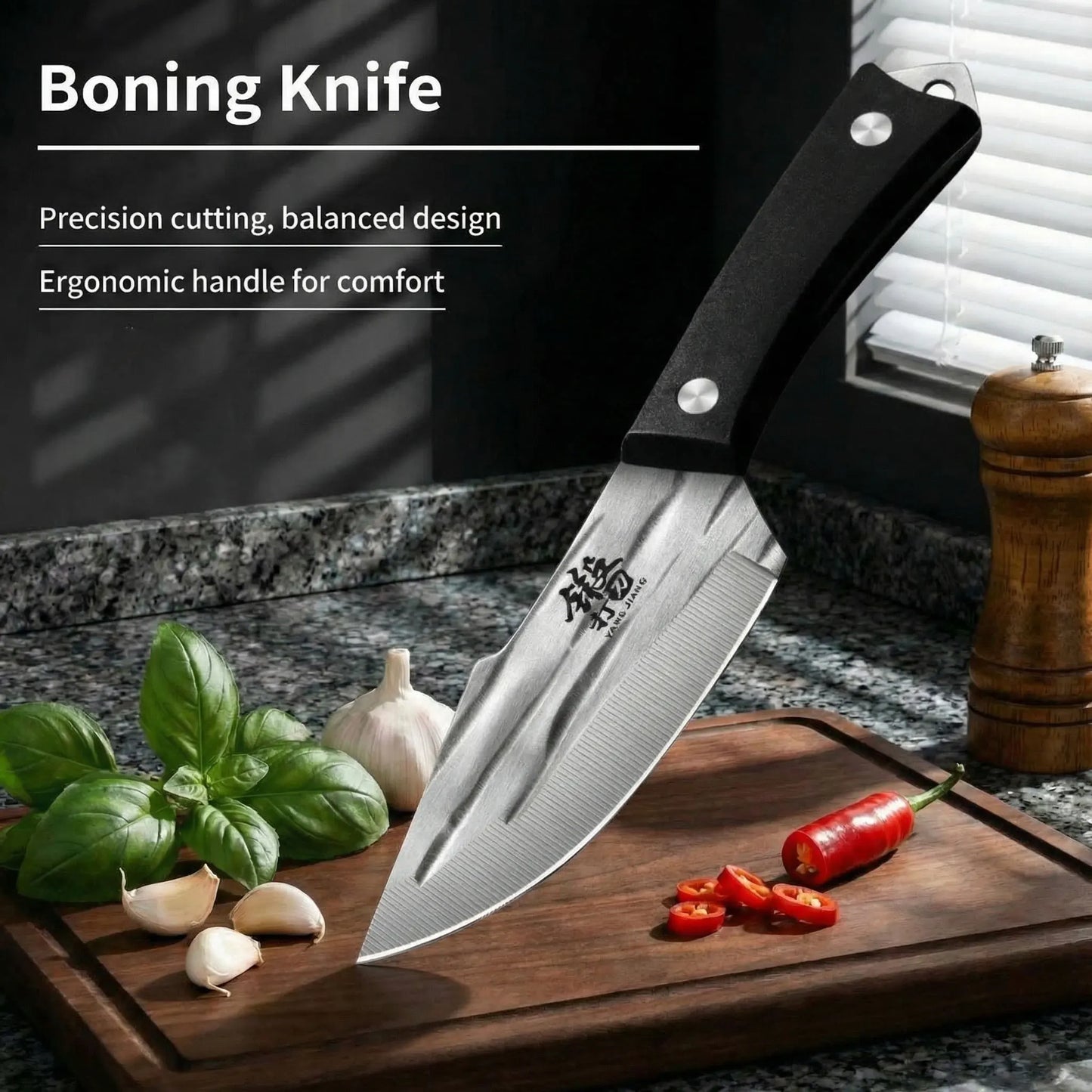 Newly Vintage-Style Professional Boning Knife - Seiko Forged Heavy Duty Butcher Knife for Meat, Kitchen & Travel BBQ