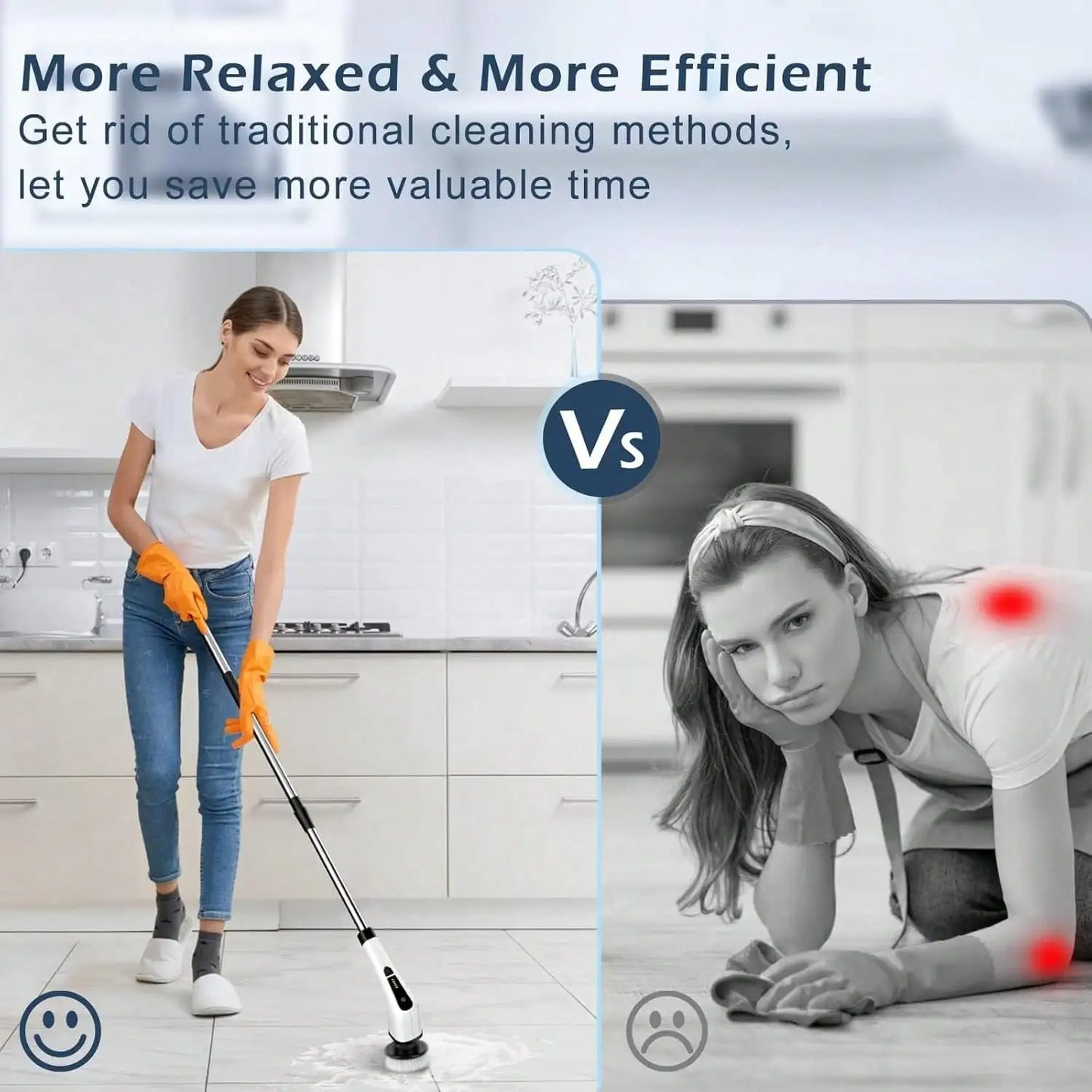 Electric Bathroom Cleaning Brush, Cordless Spin Scrubber Full Body Waterproof IPX7 With Adjustable Handle, 8 Replaceable Brush Heads For Bathtub/Kitchen/Window/Home.