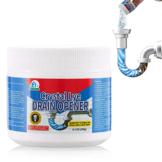 Crystal Lye Drain Opener 260g Powerful Pipe Cleaner Safe For Pipes Removes Hair Grease Soap And Toilet Paper Clogs