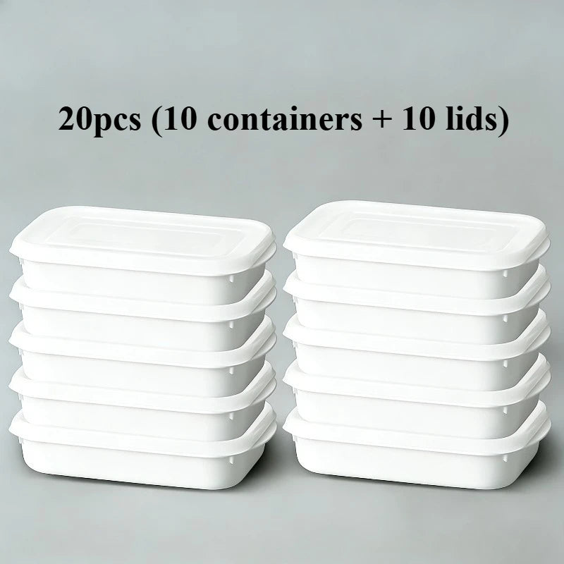 20Pcs(10 Containers+10 Lids) 350ml Airtight Food Boxes, Reusable Fridge Organizers for Fruit, Veg & Meat