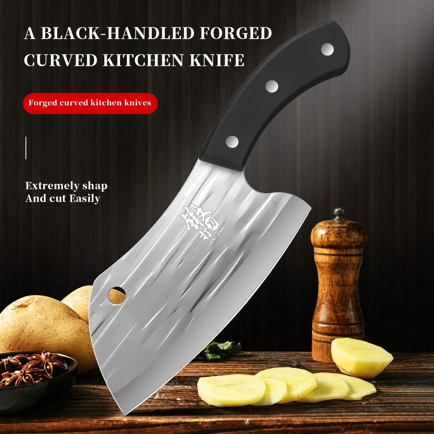 Forged sharp kitchen knife stainless steel meat slicing knife household kitchen chopping knife dual-purpose knife