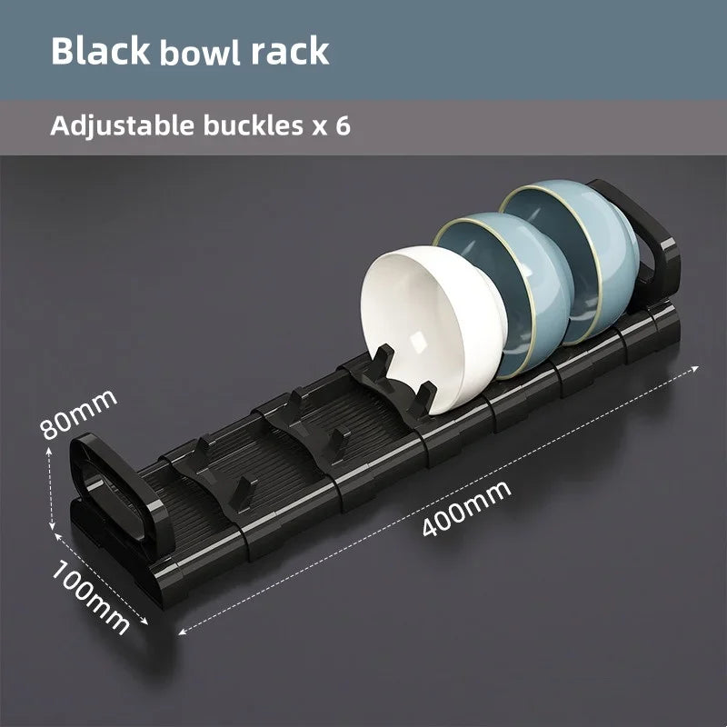 JUSTINLAU Under Cabinet Dishes Storage Holder Bowl Dish Rack Household Cabinet Drawer Dishes Drying Rack Adjustable Drain Rack