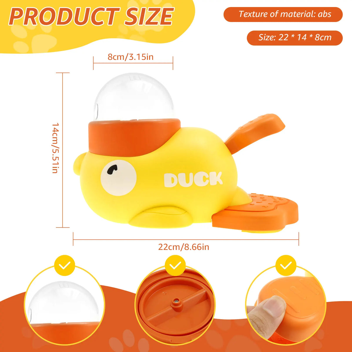 Comedero Lento Interactivo para Perros con Forma de Pato, Lavable, Juguete Dispensador Automático de Comida para Mascotas con 3 Tamaños de Salida de Alimentos